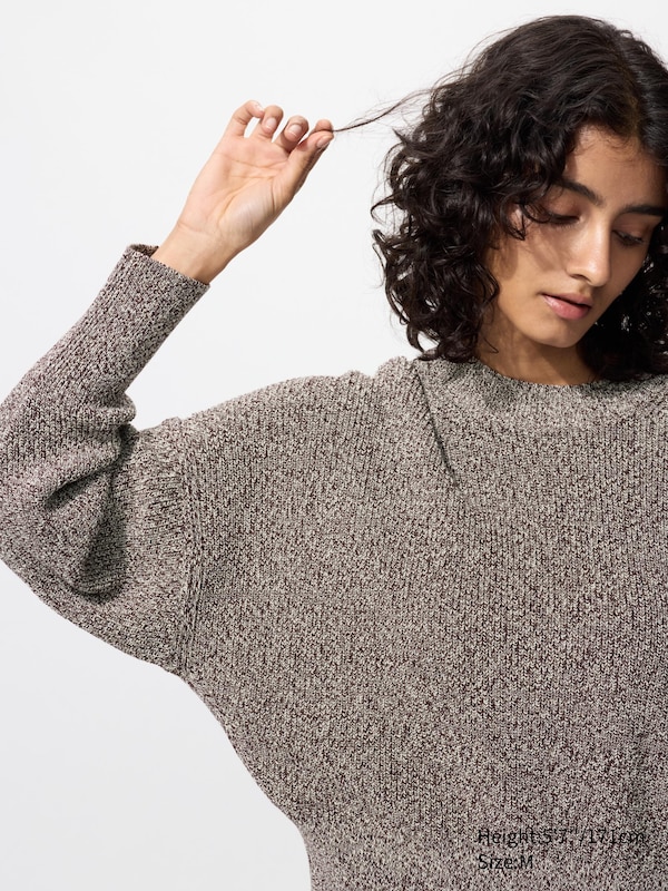 Джемпер из газированного хлопка с круглым вырезом Uniqlo, 38 dark brown — фото 3