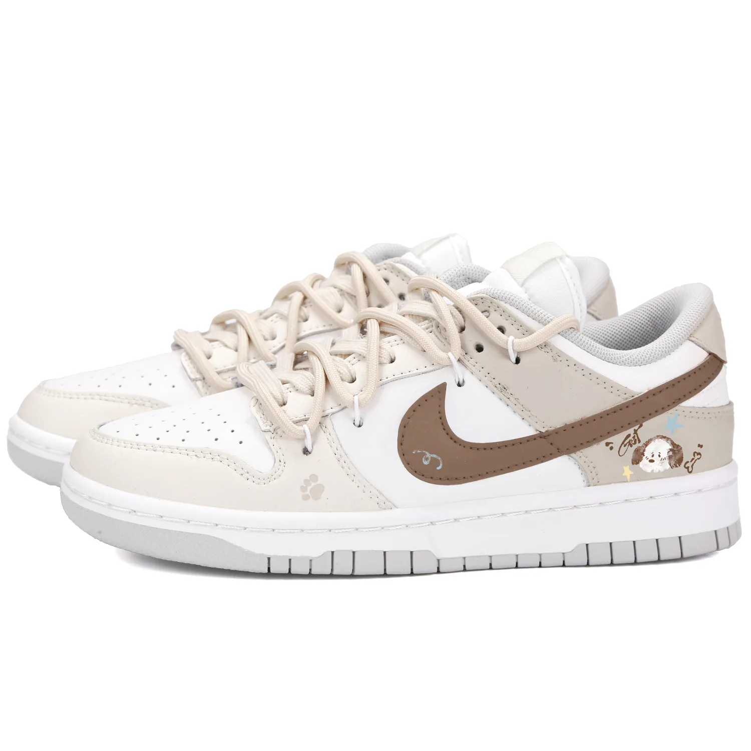 Nike Кроссовки для скейтбординга Dunk Wang Star Tribe с низким верхом, устойчивые к истиранию, мужские, бежево-коричневые — фото 4