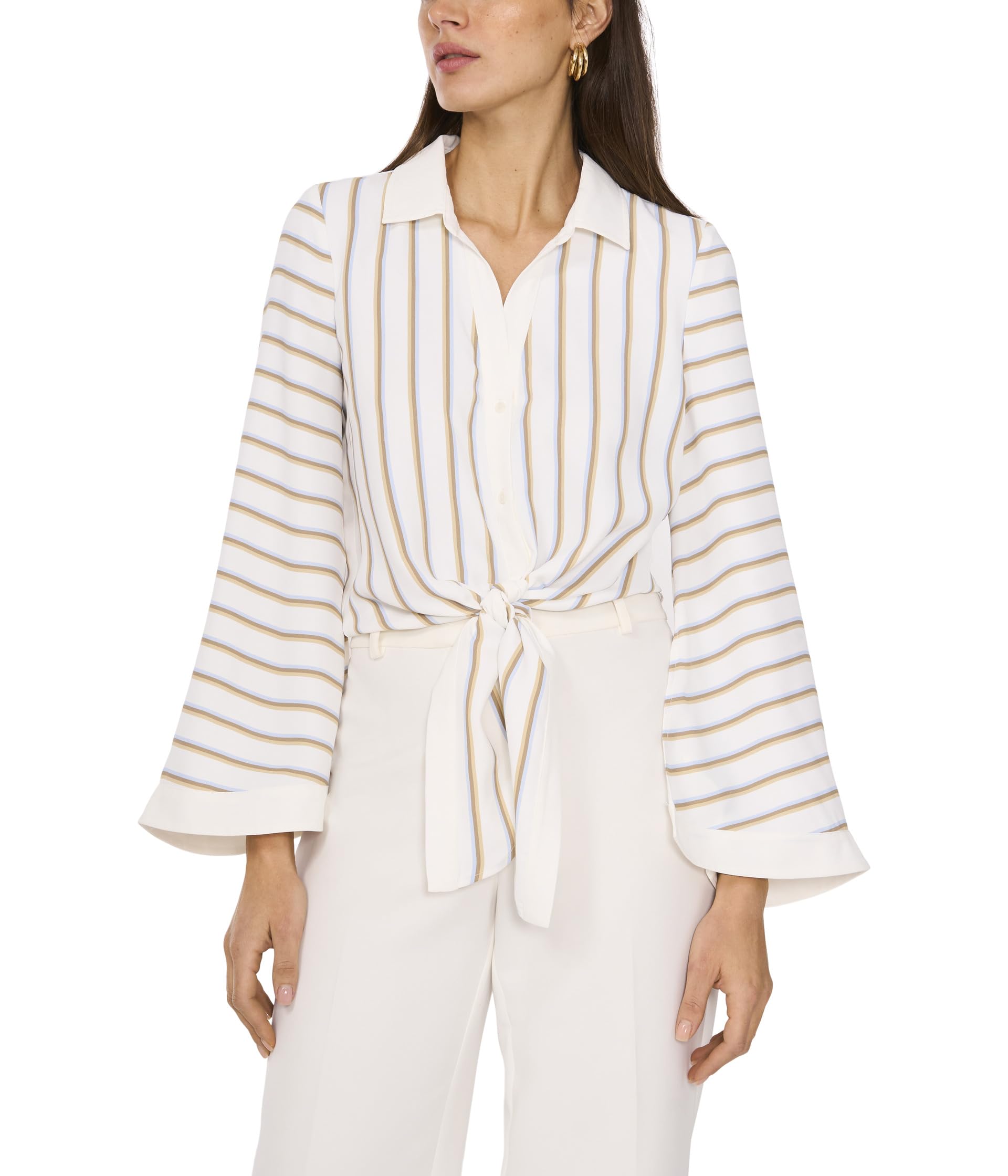 

Блуза Vince Camuto Tie Front Button Up Collared Blouse, New Ivory