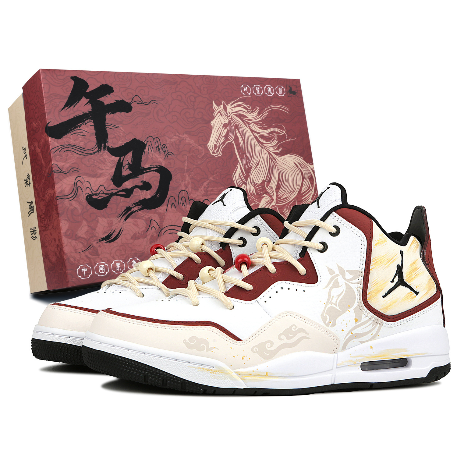 

Jordan Courtside 23 устойчивые к истиранию кроссовки Mid top Vintage для мужчин белые красные