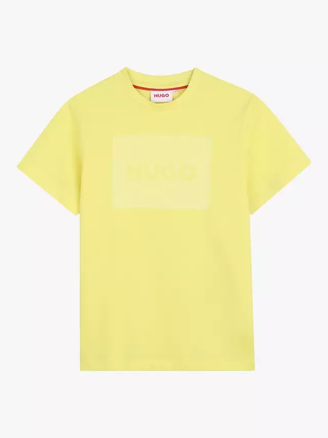 Детская футболка с коротким рукавом и логотипом, лимонный цвет HUGO BOSS