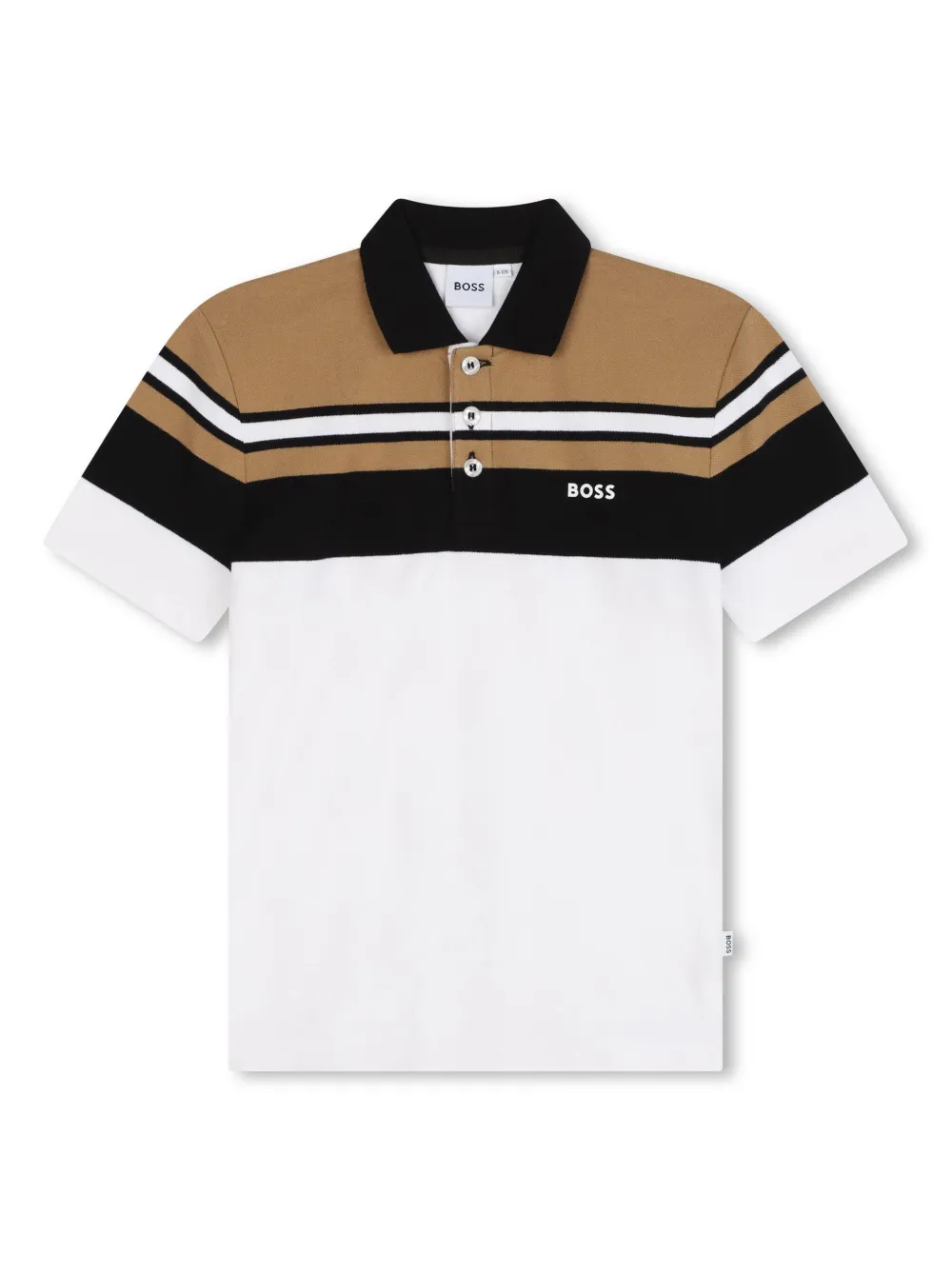 

Рубашка поло в полоску с логотипом BOSS Kidswear, белый