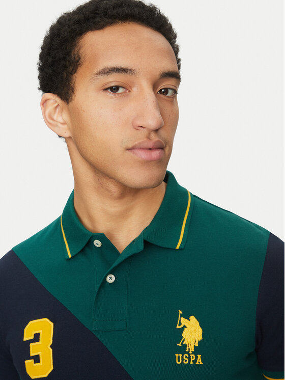 Рубашка поло стандартный крой MUP3996 U.S. Polo Assn., зеленый — фото 4