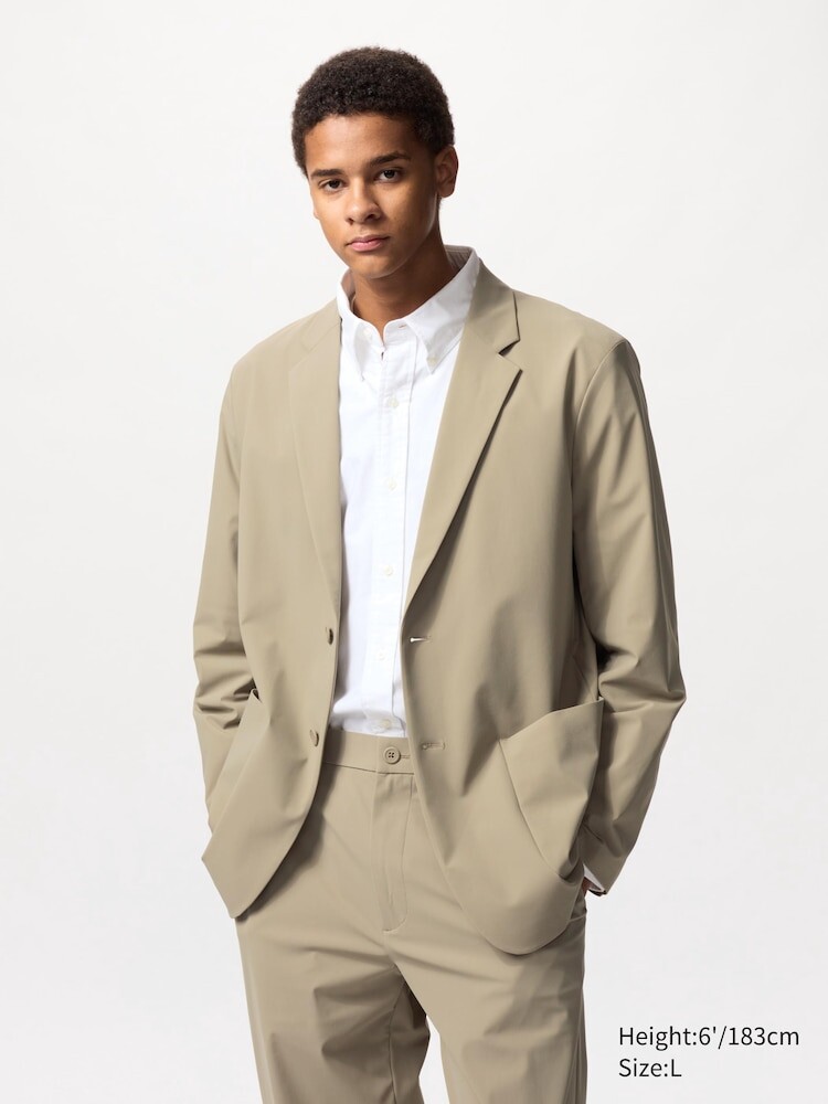 

Пиджак из ультраэластичного материала Uniqlo, бежевый
