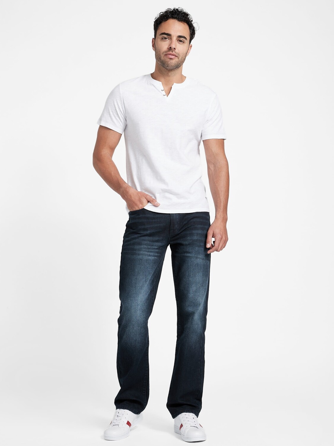 

Прямые джинсы с полумесяцем Guess Factory, цвет Dark Wash