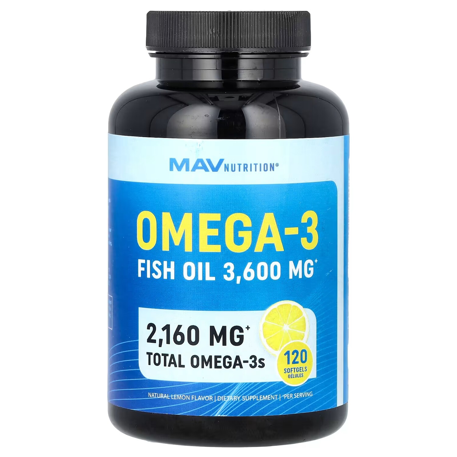 

Рыбий жир MAV Nutrition Омега-3 лимон, 120 мягких таблеток