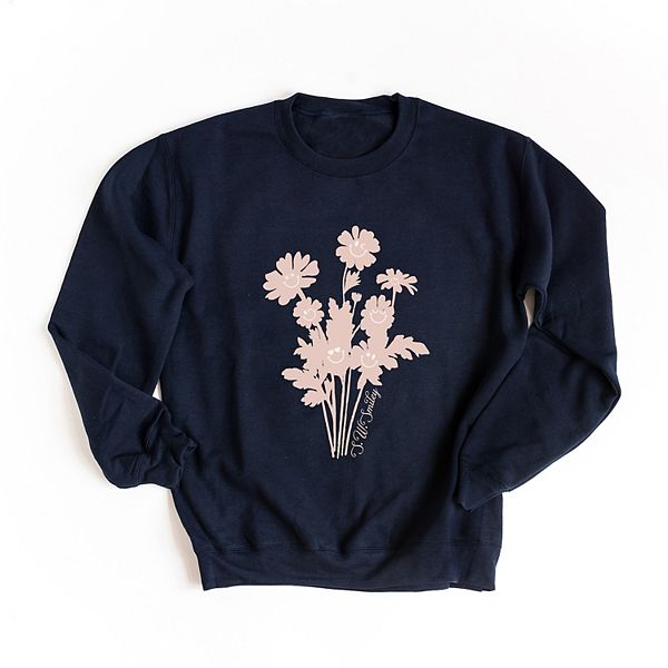 

SWSmiley розовый цветок силуэт - женский графический свитшот Simply Sage Market, True Navy