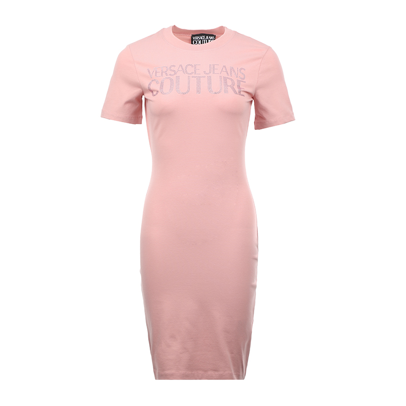 

Футболка-платье с логотипом VERSACE JEANS COUTURE, светло-розовый