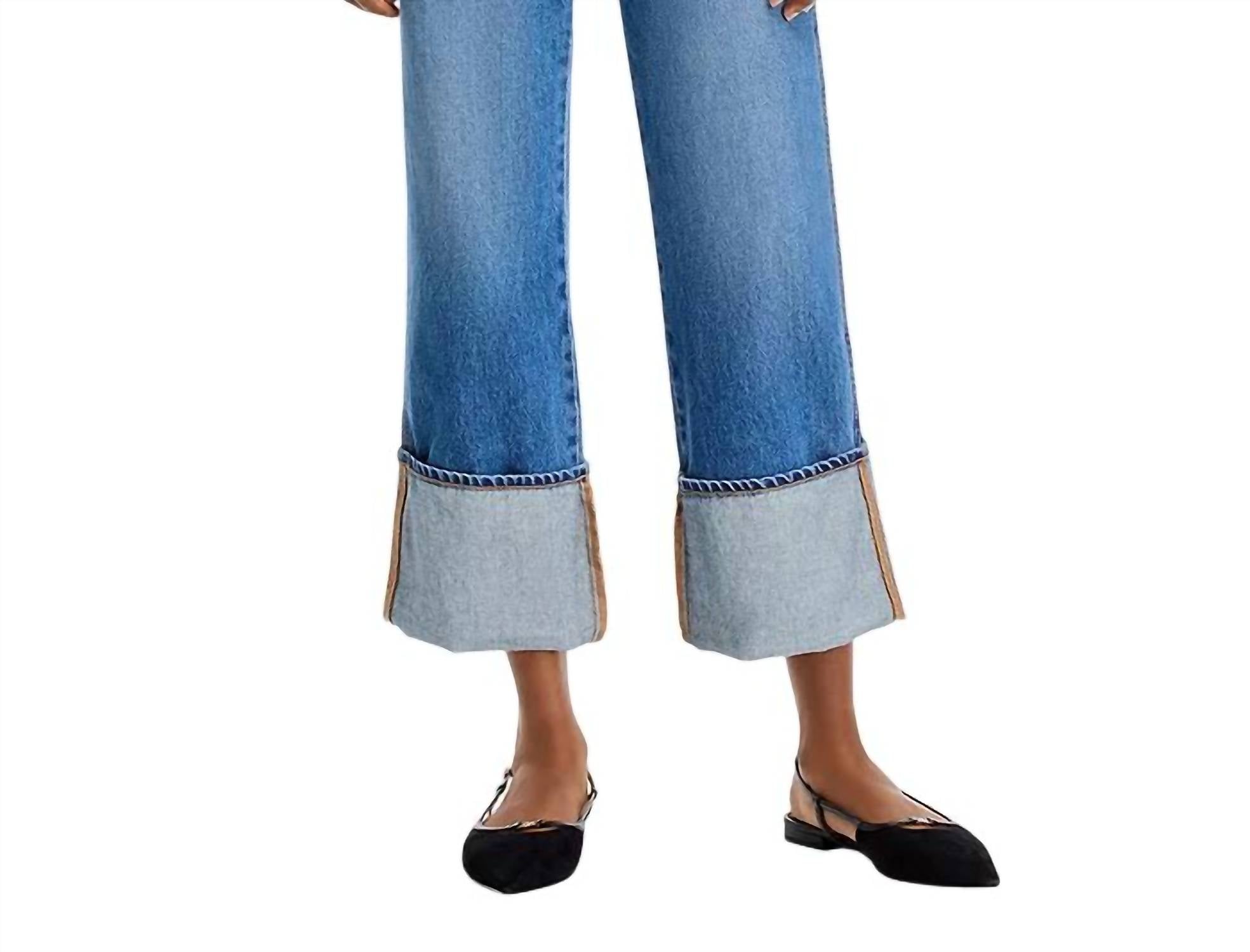 

Джинсы Dylan High Rise Straight Leg Cuff с манжетами в Seaside Water Veronica Beard