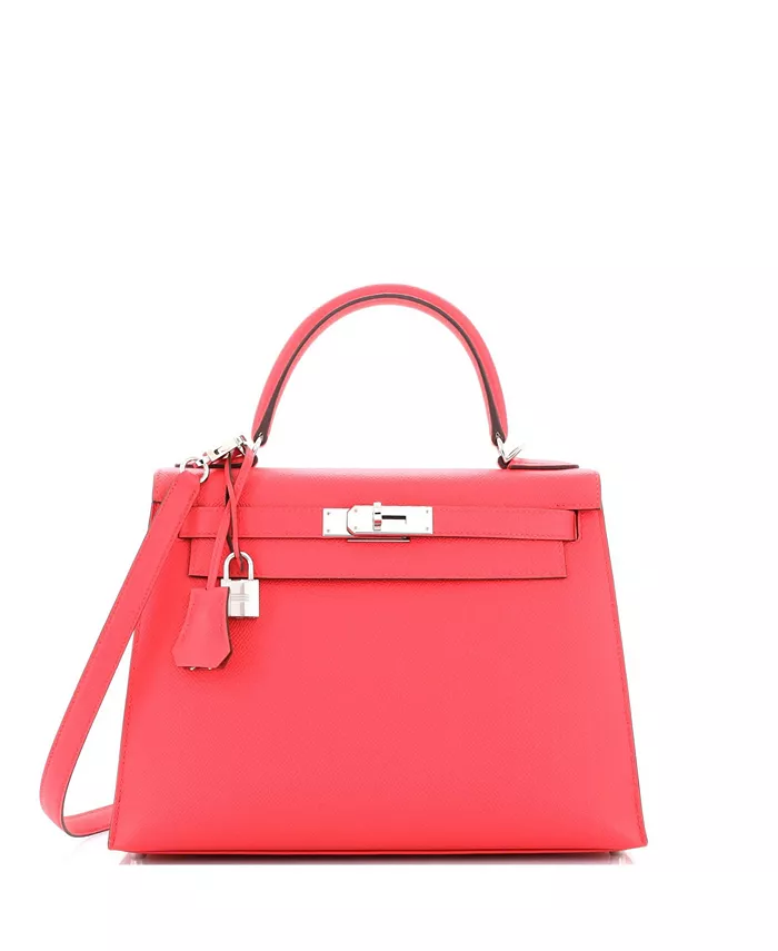 

Сумка Kelly 28 Handbag Pink Epsom with Palladium Hardware Pre-Owned HERMÉS, розовый
