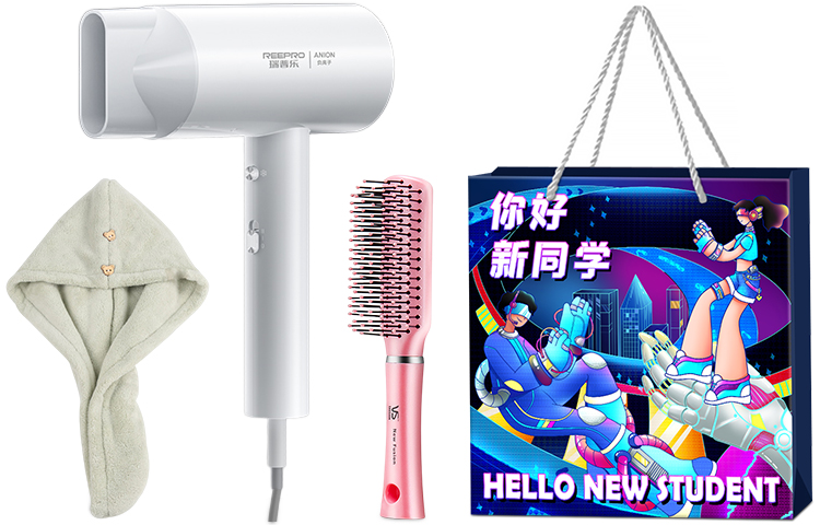 

Фен для волос Reepro, White marble hair dryer hat + styling comb + gift bag