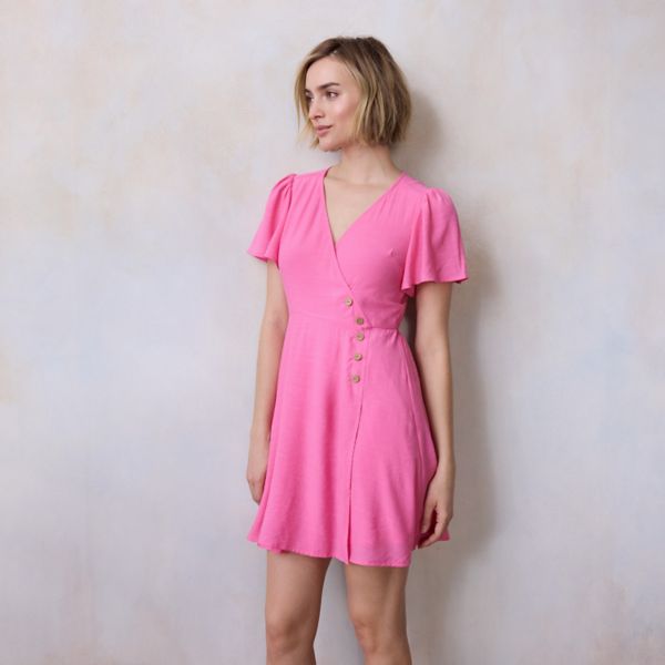 

Женское мини-платье с запахом на пуговицах Lc Lauren Conrad, цвет annabelle pink