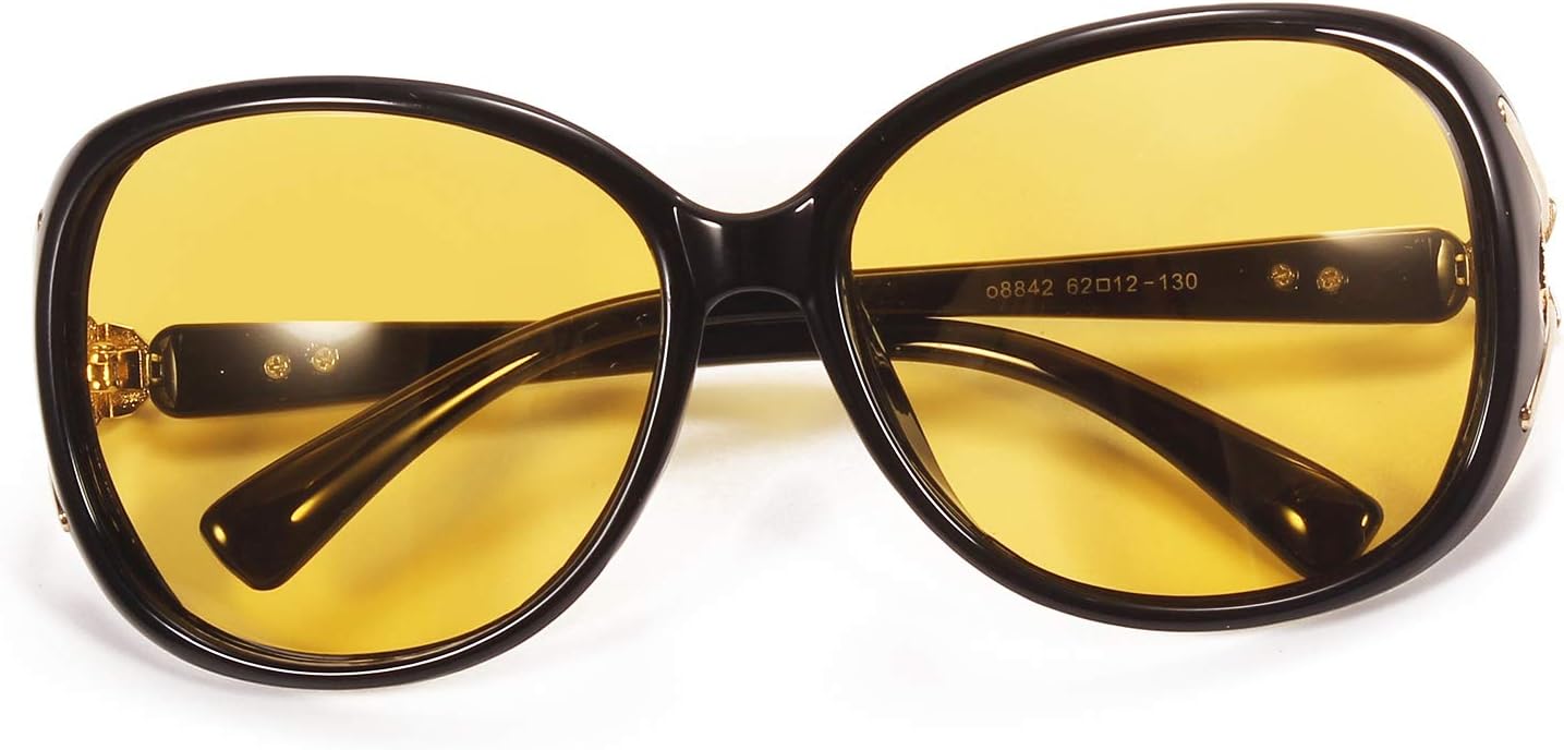 

Женские поляризованные солнцезащитные очки высокой четкости для ночного видения, стильные очки для вождения в темное время суток, очки с антибликовым покрытием Loovit, Black