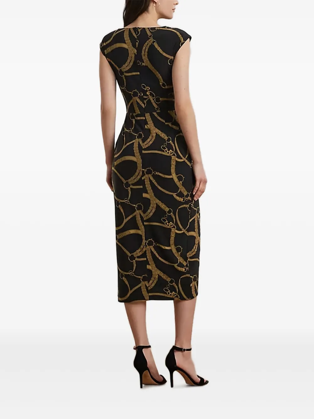 

Платье миди с принтом в виде ремней Lauren Ralph Lauren, черный