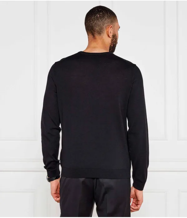 Шерстяной свитер с перевивочным переплетением Slim fit Boss, черный — фото 3