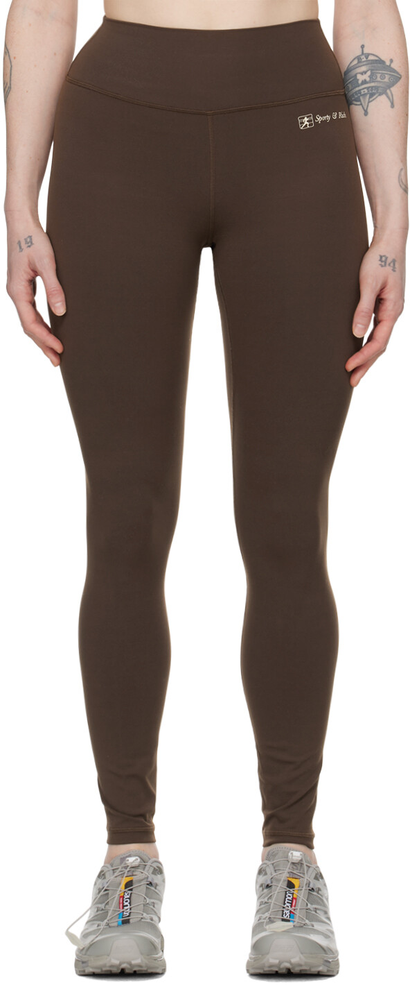 

Коричневые леггинсы с надписью Runner Sporty & Rich