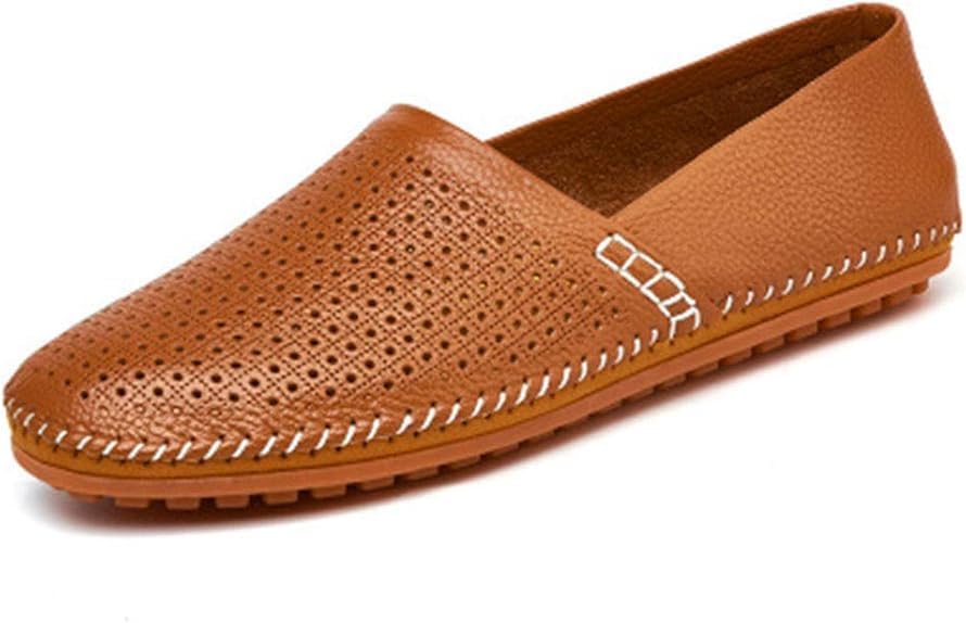 

Мужские мокасины Asifn летние повседневные туфли для ходьбы, удобные кожаные туфли для вождения, коричневый