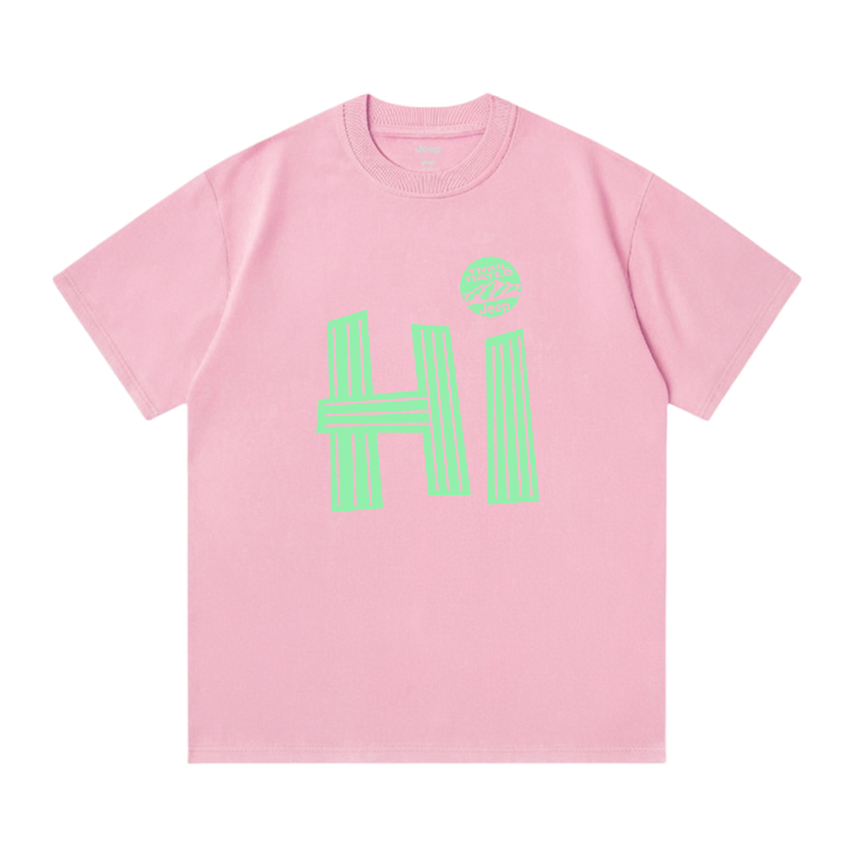 

Футболка для школьников с круглым вырезом Moderate Jeep, sky розовый