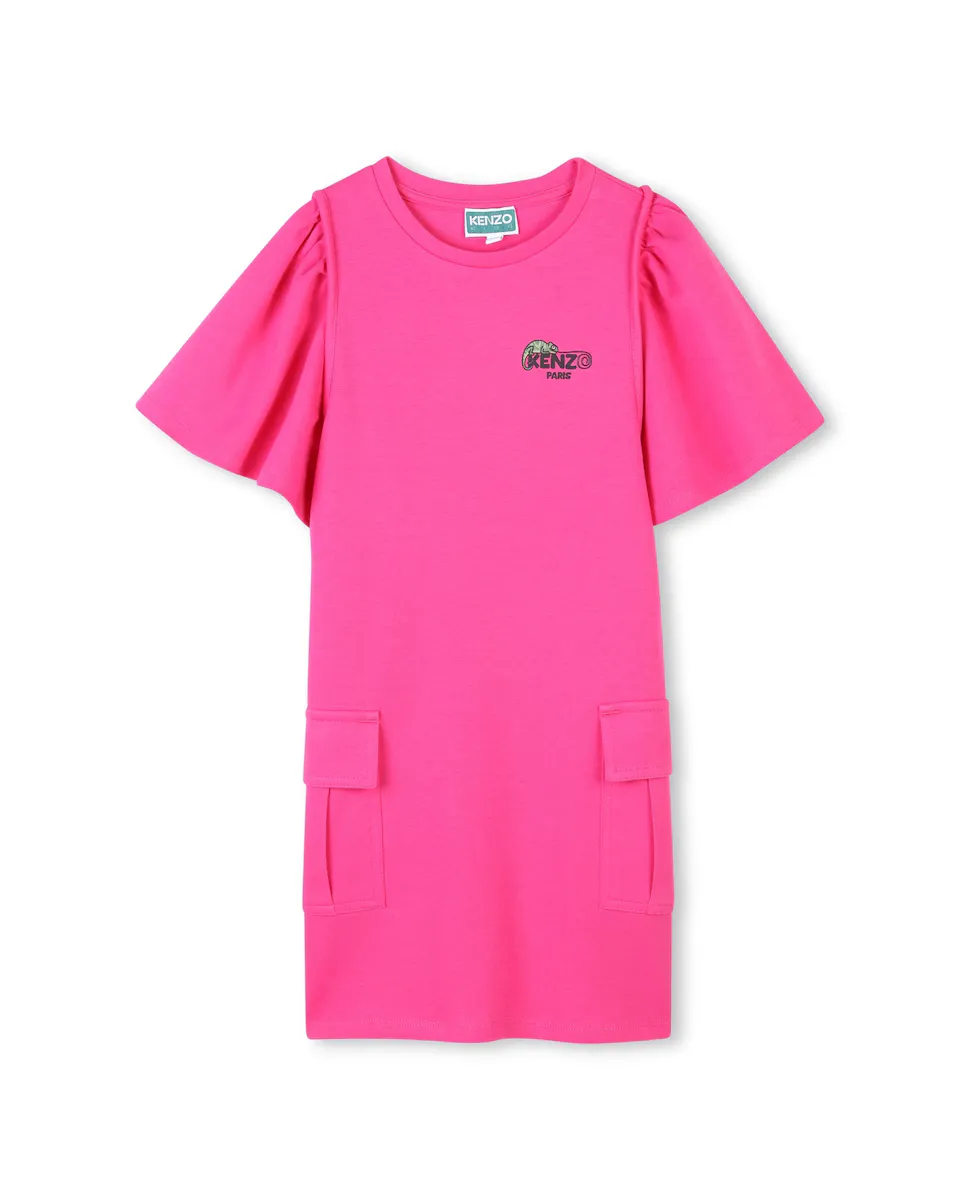 

Платье для девочки из розового хлопка Kenzo Kids, фуксия