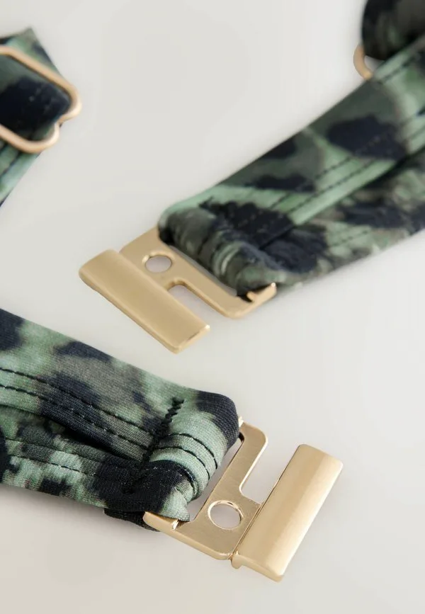 Стандартный верх бикини с мягкими вставками и косточками Next, Green Black Leopard Print — фото 3