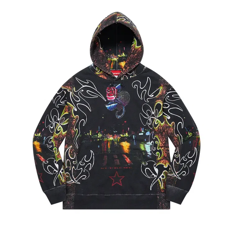 Толстовка с капюшоном Supreme East Broadway "Ночь", черный