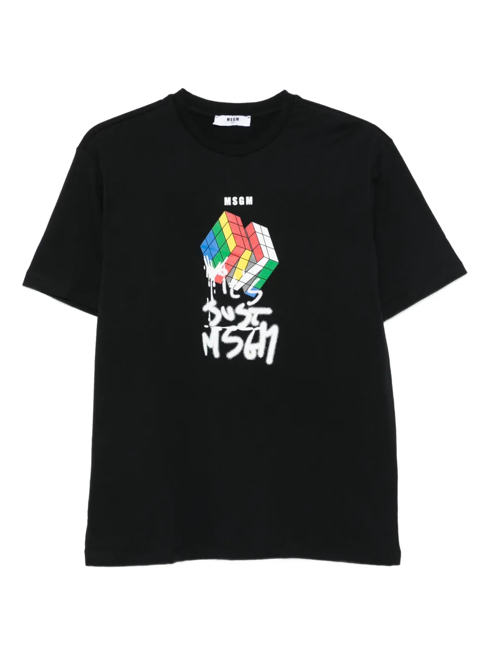 

Футболка с графикой кубика Рубика MSGM Kids, черный