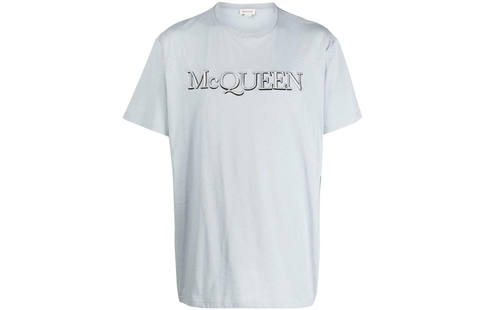Футболка с принтом логотипа Alexander McQueen, серая — фото 2