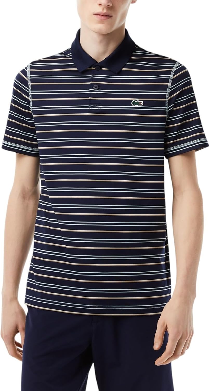 

Lacoste мужская спортивная поло для гольфа из переработанного полиэстера в полоску, Navy Blue/Pastille Mint, Зеленый, Lacoste мужская спортивная поло для гольфа из переработанного полиэстера в полоску, Navy Blue/Pastille Mint