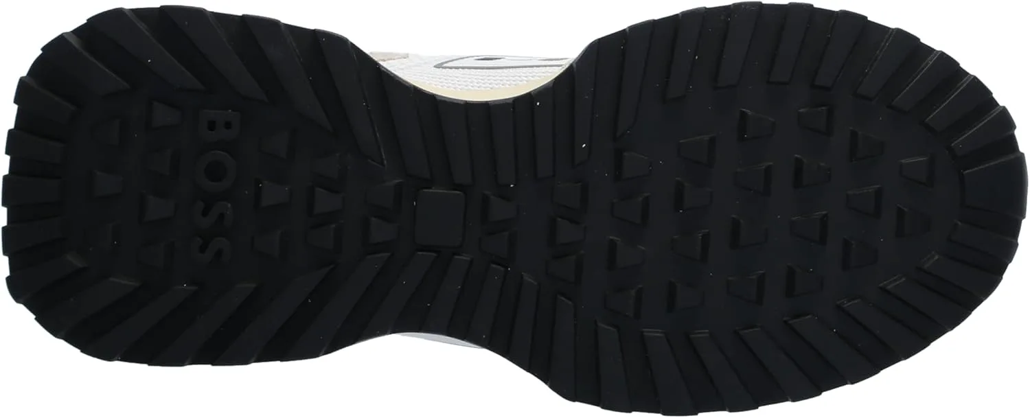 

Мужские кроссовки BOSS с боковым логотипом из замши и нейлона в спортивном стиле, кремовый