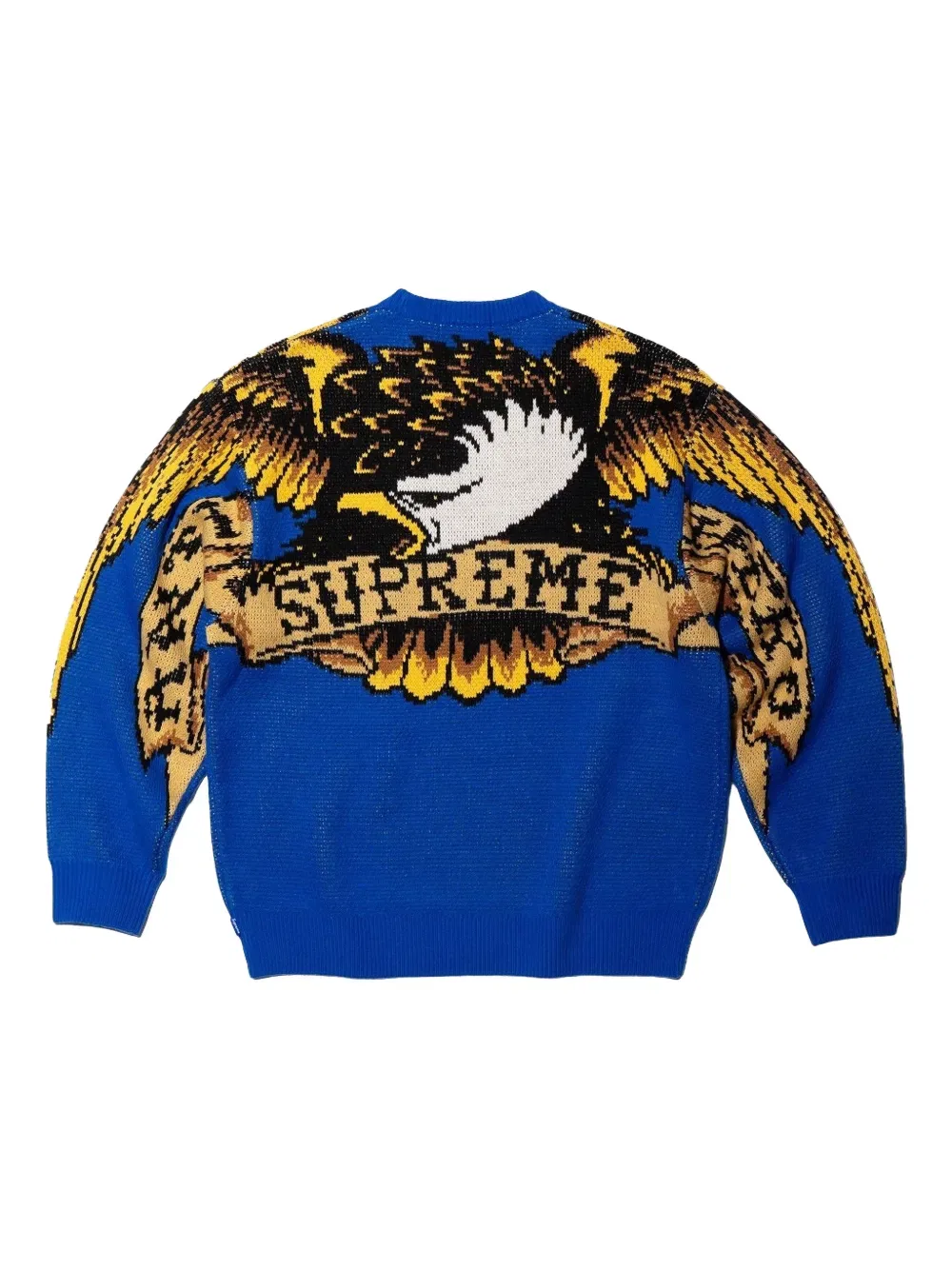Свитер с орлом-антигероем Supreme, синий — фото 2