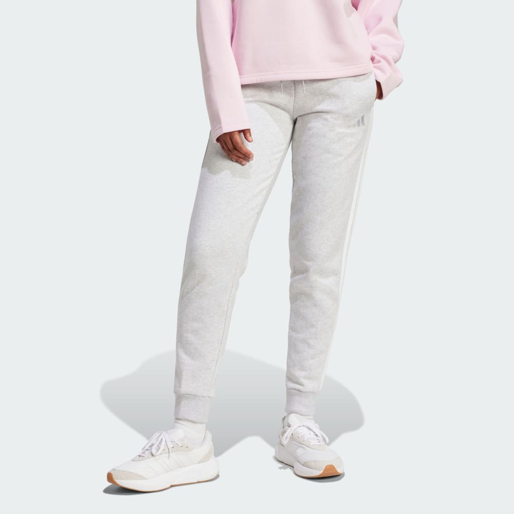 

Спортивные брюки Adidas Essentials 3-Stripes Fleece Slim Pants, цвет Light Grey Heather/White