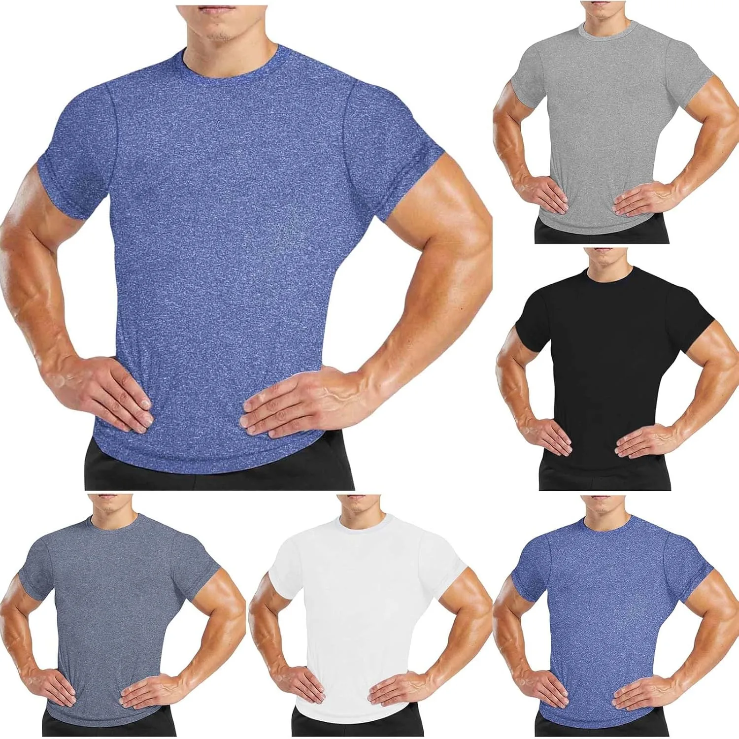 

Мужская футболка для тренировок с коротким рукавом и круглым вырезом, быстросохнущая и дышащая