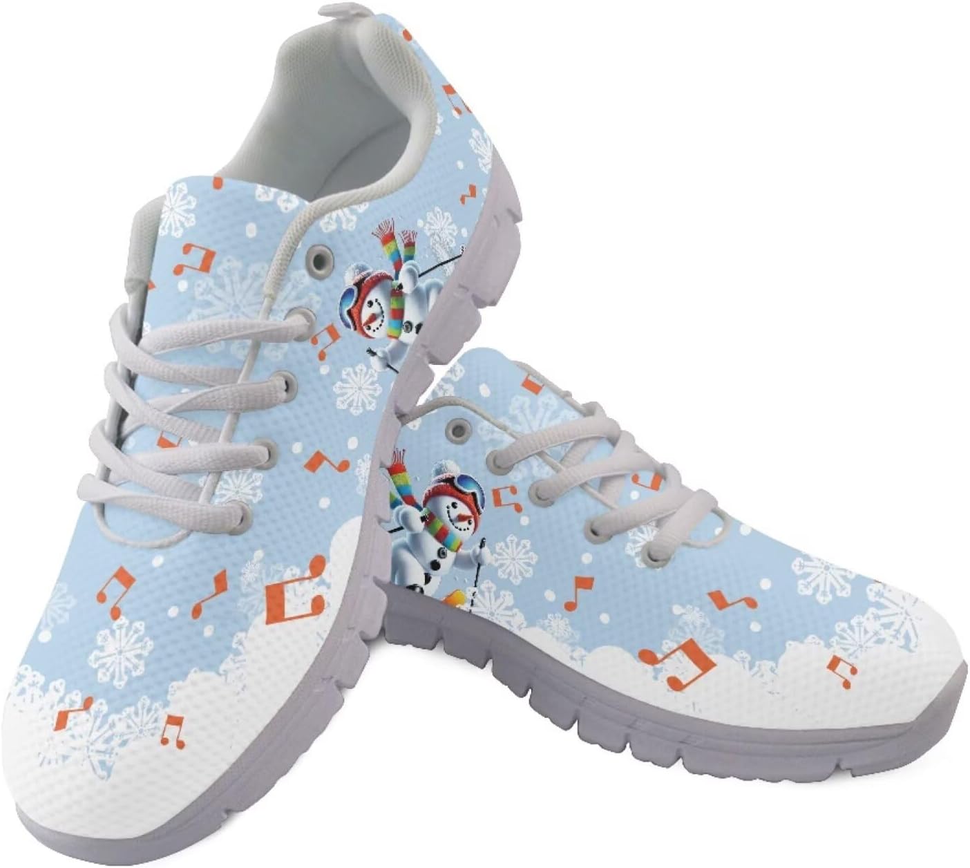 

Кроссовки Forchrinse для женщин и мужчин, шнуровка, прогулочные кроссовки, повседневные теннисные туфли, нескользящие сетчатые кроссовки, Christmas Snowman