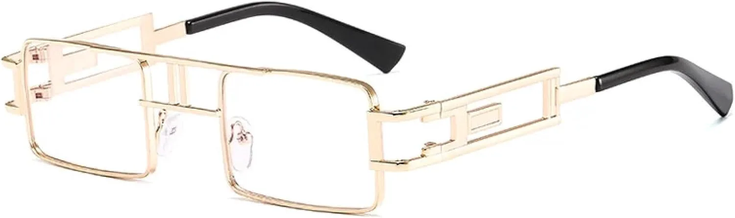 

Модные прямоугольные солнцезащитные очки для женщин и мужчин, маленькие, черные, в стиле стимпанк, с защитой от УФ-излучения UV400 VVTWSSW, C10 Gold Clear