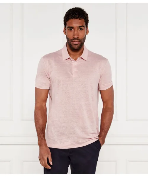 

Льняная рубашка-поло Parris 73_db Regular fit Boss, розовый