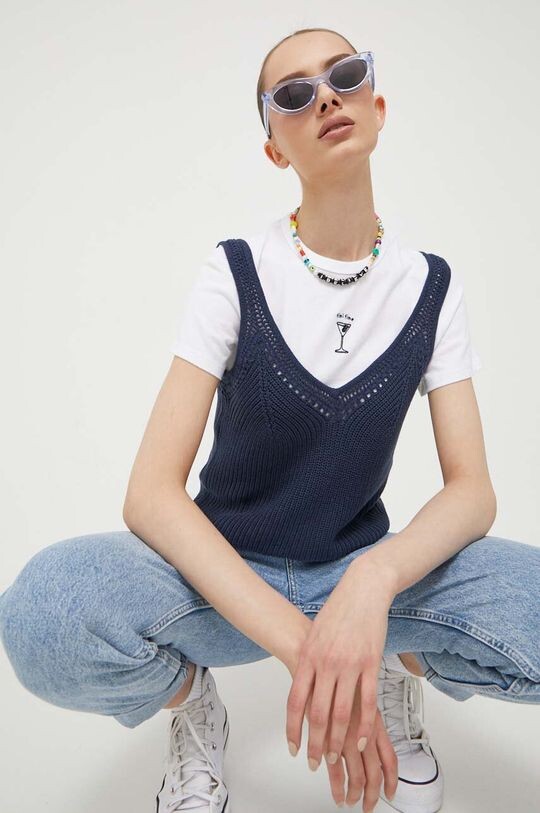 

Хлопковый топ Abercrombie & Fitch, темно-синий