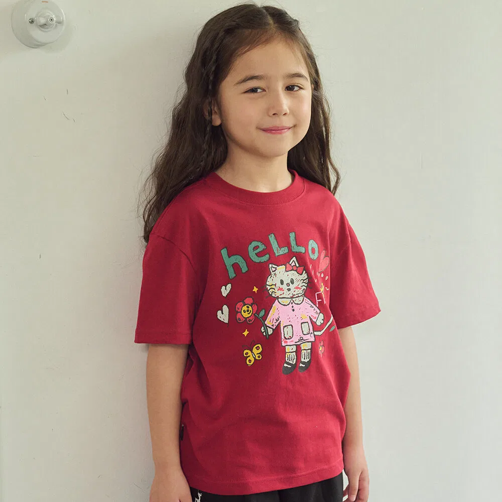 Детская футболка "Hello Flower" бордовая от Cpgn Kids