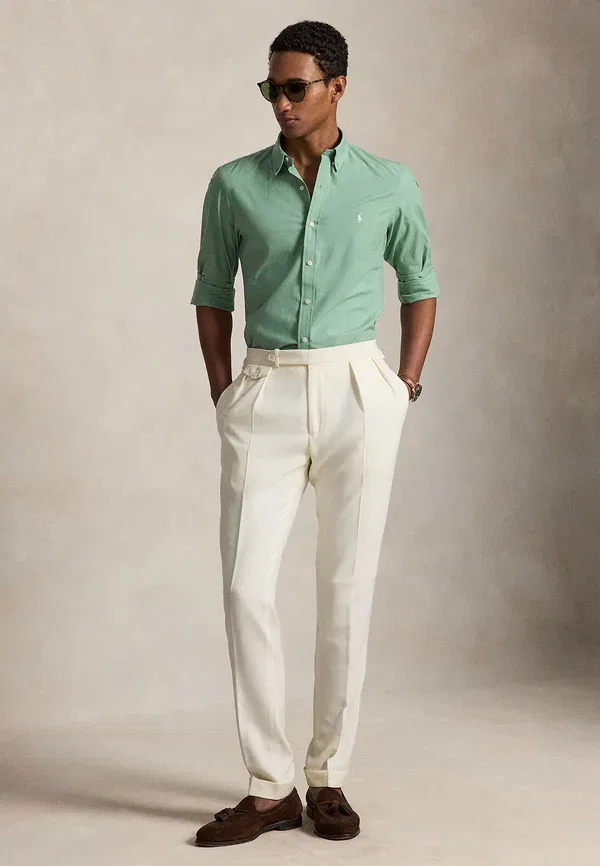 Рубашка из поплина с эффектом стрейч, Slim fit, Polo Ralph Lauren, выцветшая мята — фото 2