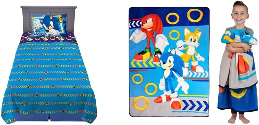 

Комплект двух простыней Franco Sonic The Hedgehog + комплект плюшевых одеял