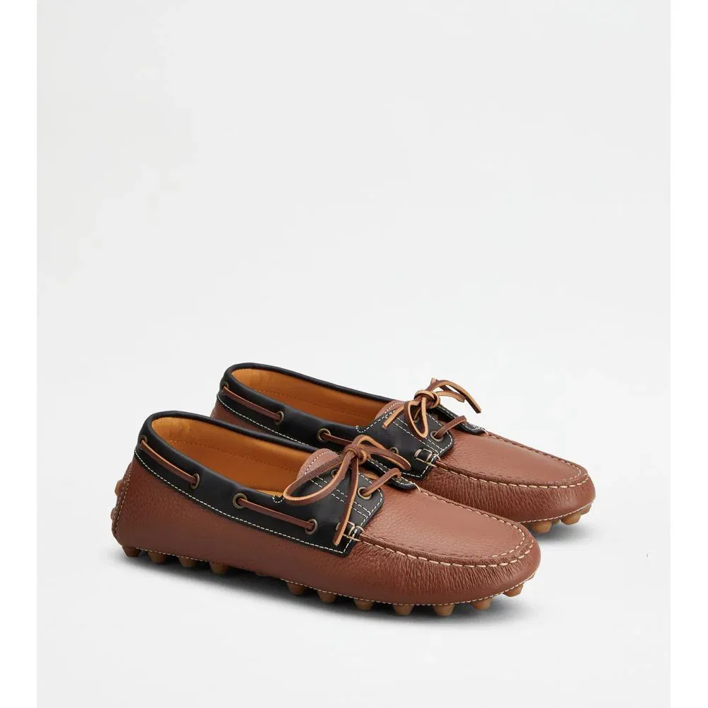 Кожаные лоферы Boat Gommino Bubble TOD's, коричневый; черный — фото 2