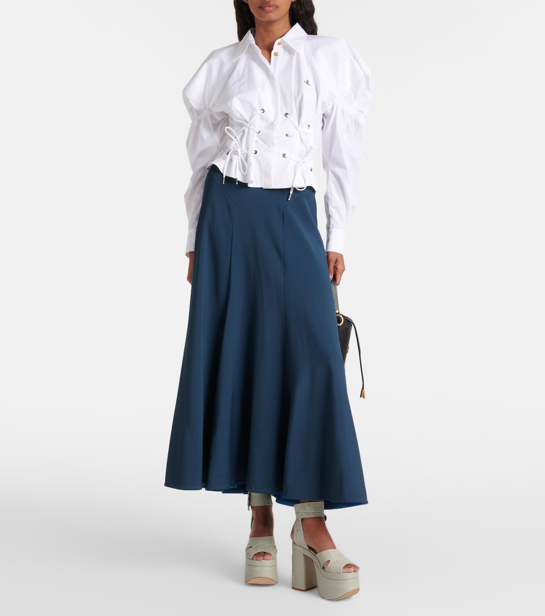 Сандалии Olde London на платформе из кожи с крокодиловым эффектом Vivienne Westwood, Sage Green — фото 2