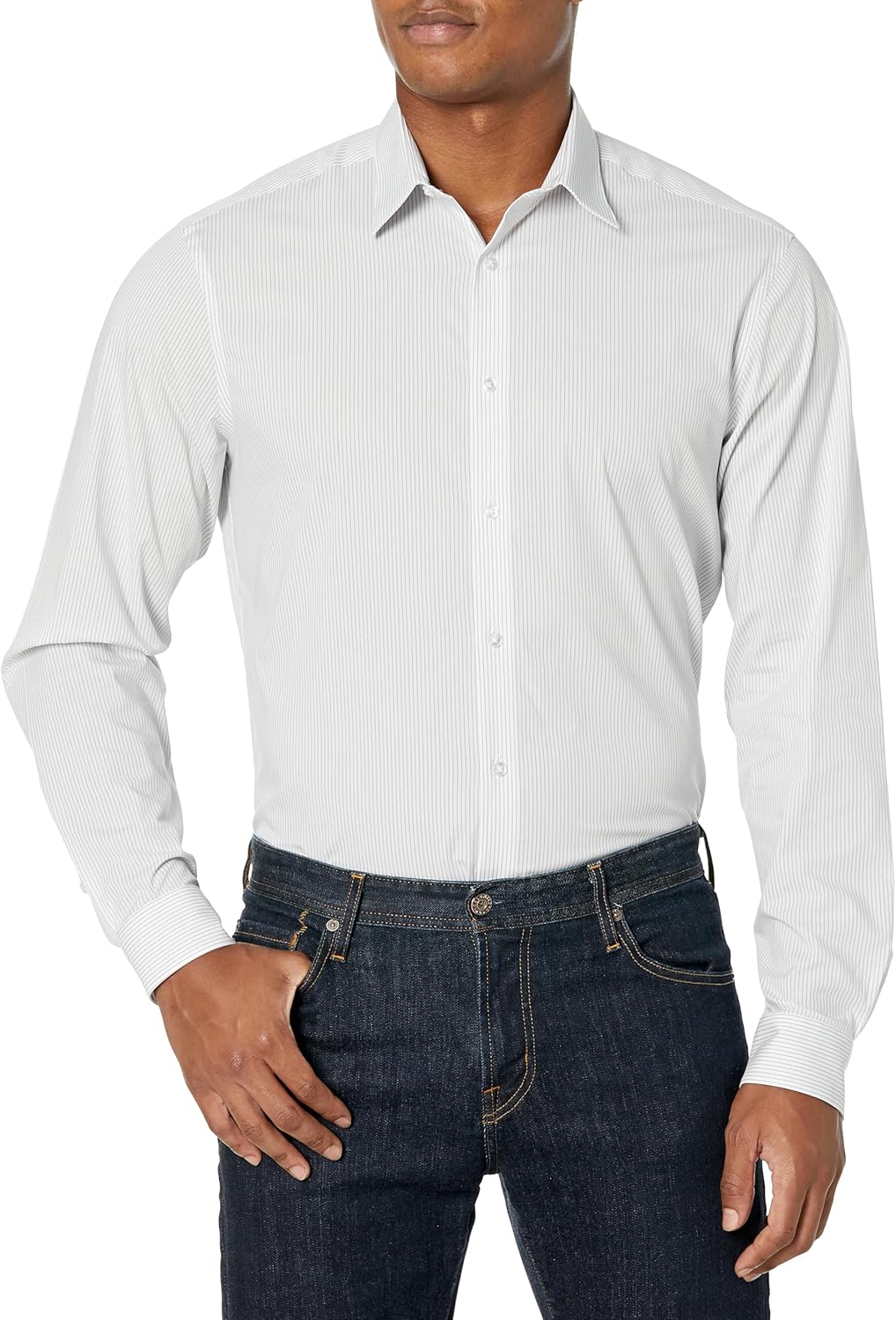 

Мужские рубашки Calvin Klein, не требующие глажки, эластичные, стандартного кроя, в клетку, Grey Multi