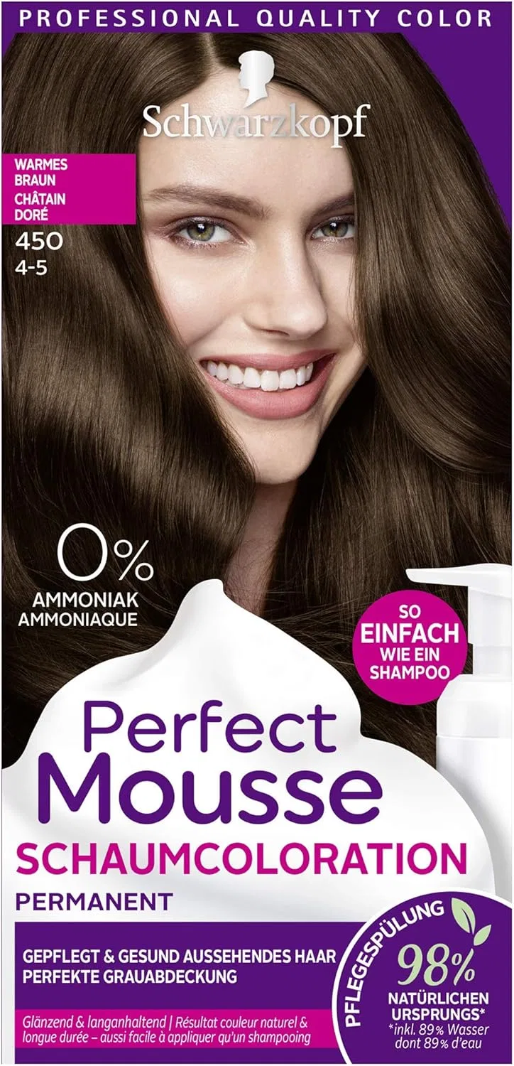 Стойкая краска-мусс для волос Schwarzkopf Perfect Mousse, теплый коричневый, 3 x 92.5 мл Perfect Mousse, Black, Brown. — фото 2