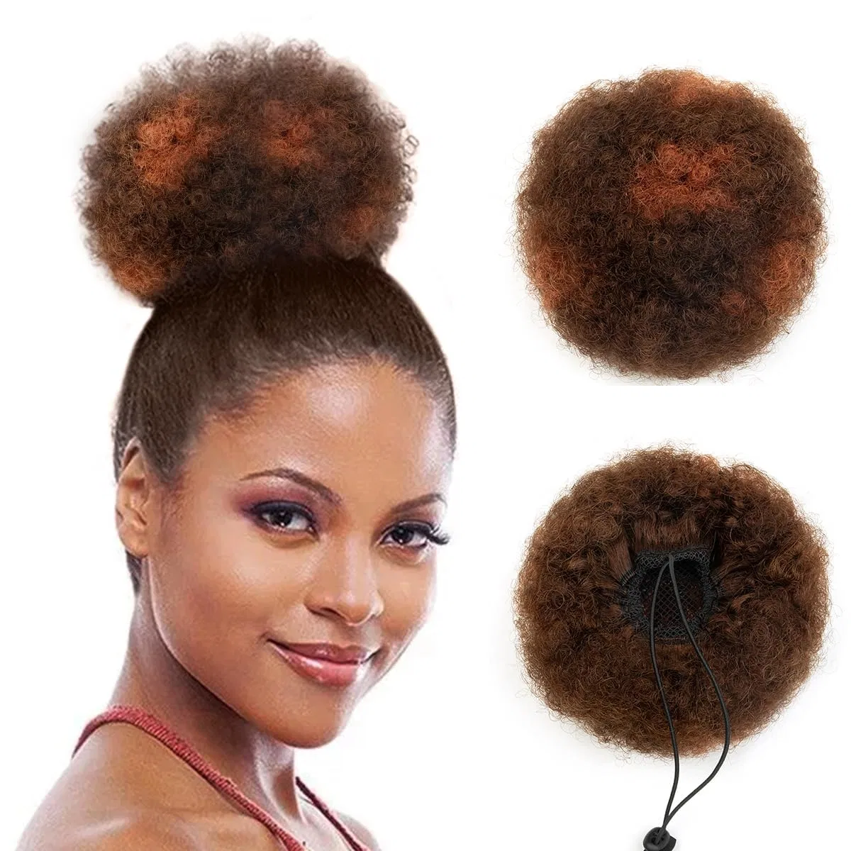 Короткий кудрявый шиньон-хвост из натуральных волос Isheeny, #H4-30 Afro Kinky Curly