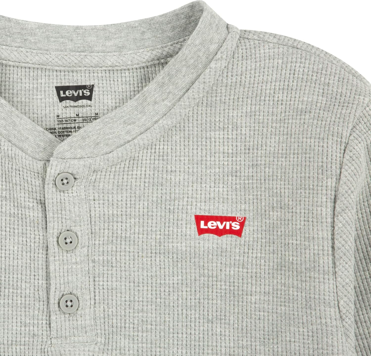 Рубашка Levi's для мальчиков с длинным рукавом и вафельным узором, Grey Heather — фото 3