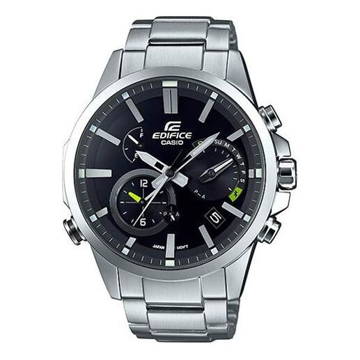 

Часы CASIO Solar Powered EDIFICE Waterproof Sports Stainless Steel Strap Quartz Sapphire Crystal Mens Black Analog, черный