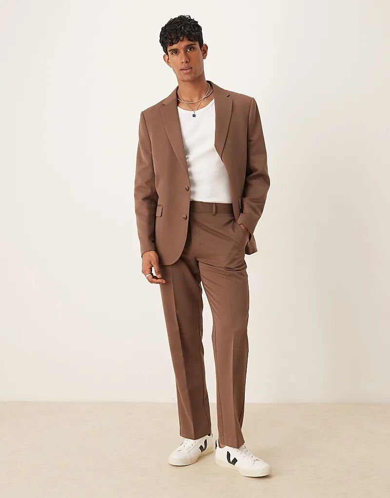 

Прямые брюки ASOS DESIGN коричневого цвета с французским швом