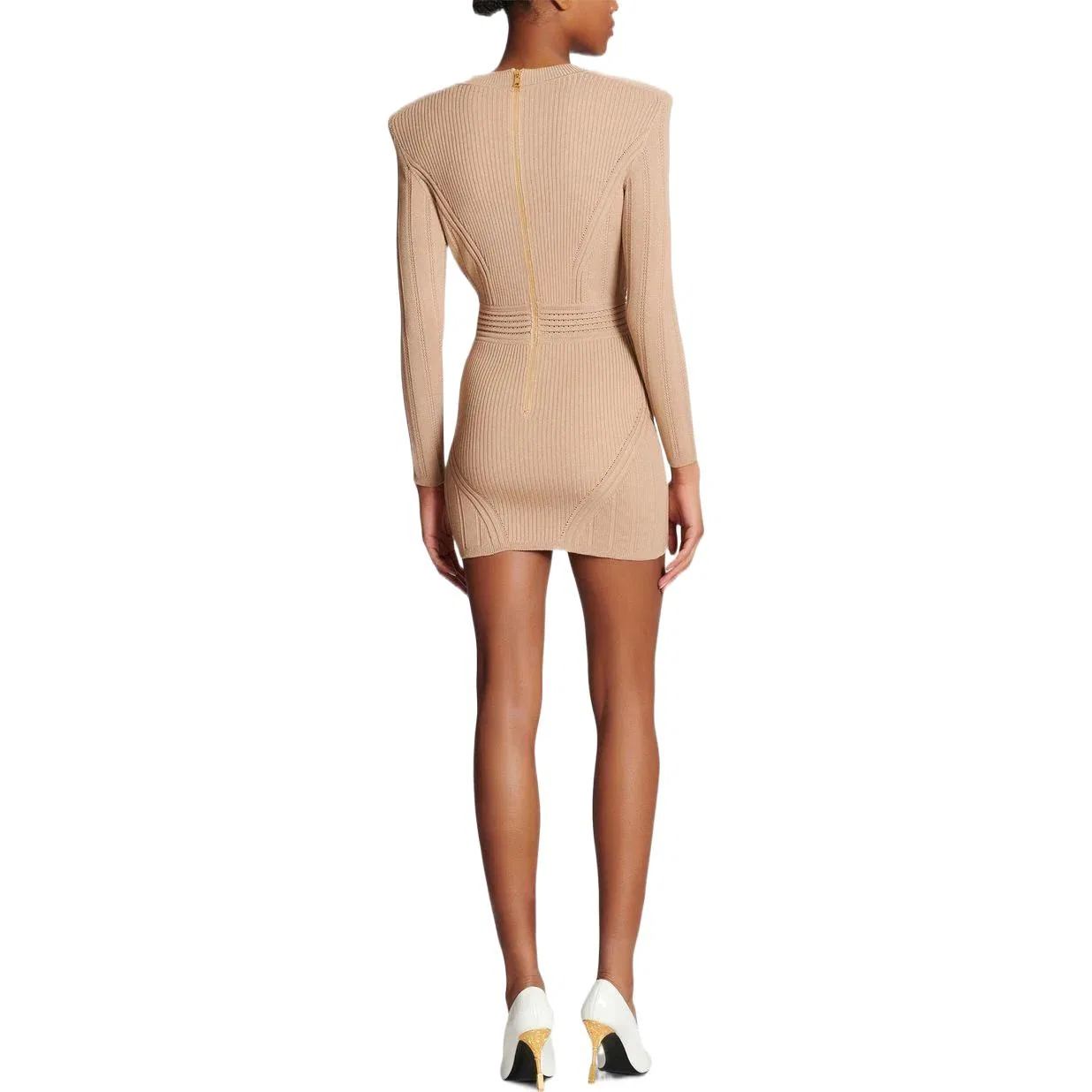 Платье мини с V-образным вырезом и длинным рукавом Umber BALMAIN — фото 4