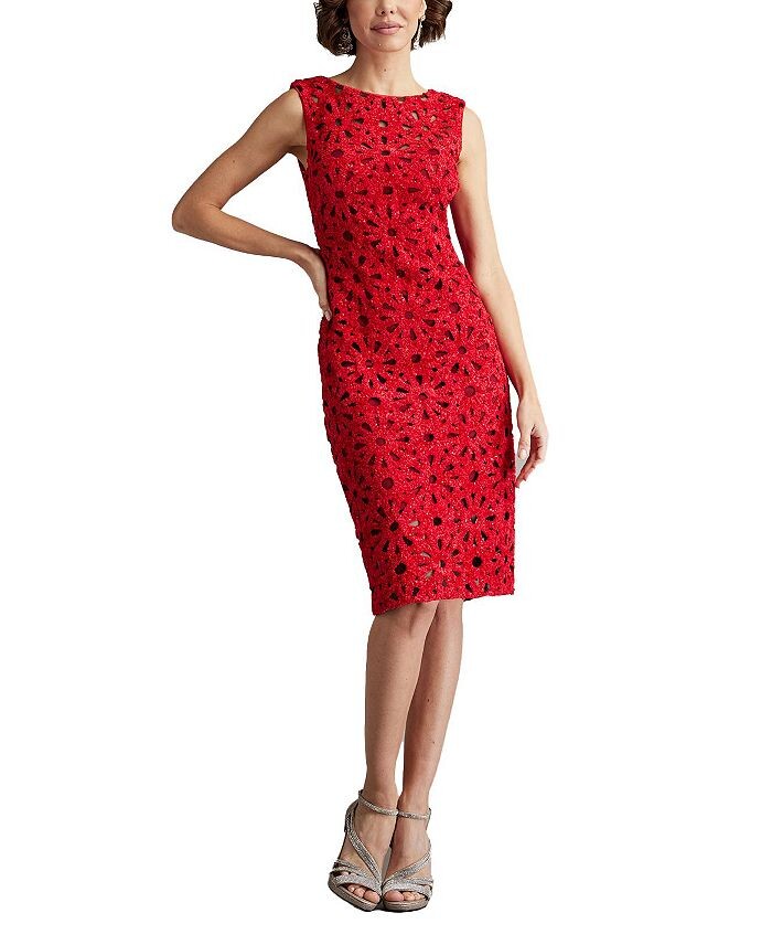 

Платье прямого кроя Tadashi Shoji Reva с вышивкой, красный