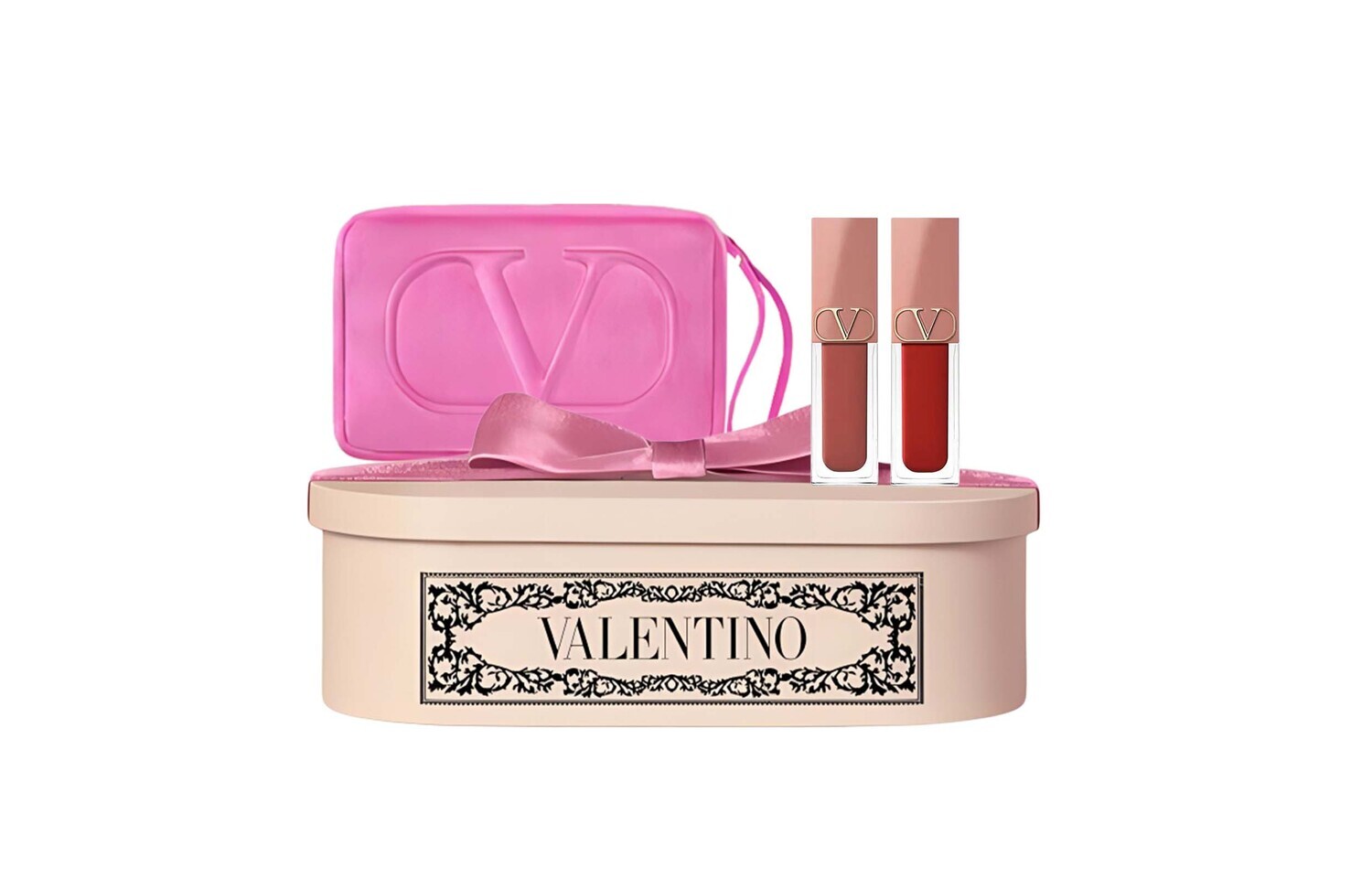 

Набор Limited Edition 2 штуки блеск для губ матовый легко растушевывается стойкий 6,5мл+6,5мл+клатч Valentino